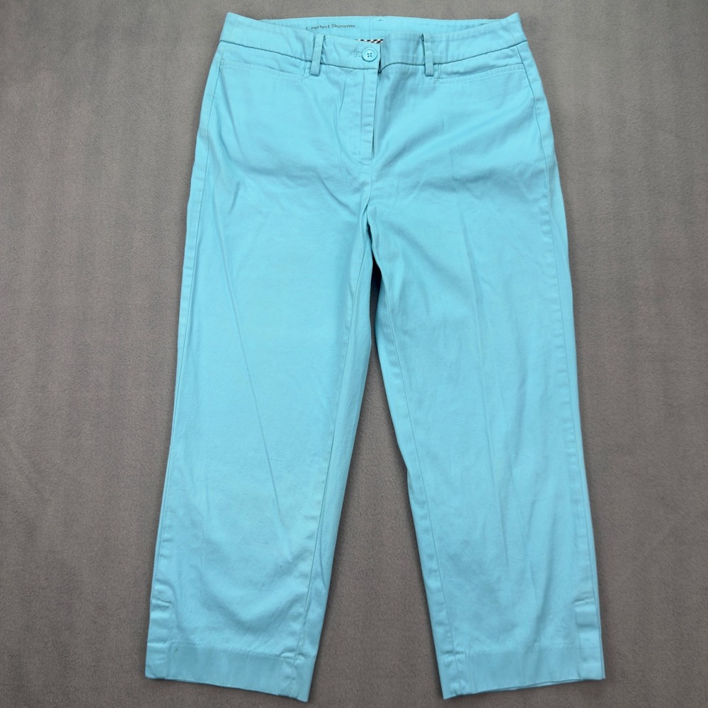 Talbots Perfect Skimmer Turquoise Blue Cropped Chino Pants Womens 4